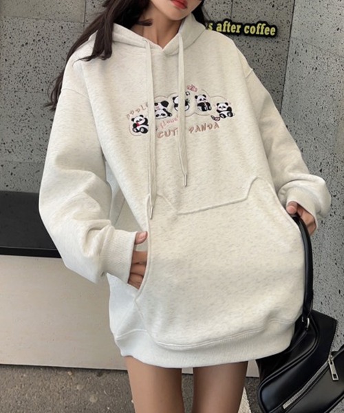 aimoha（アイモハ）の「裏起毛刺繍プルオーバーパーカー（パーカー・レディース・ワインレッド/ベージュ/ブラック/杢グレー・FREE）」の6枚目の写真