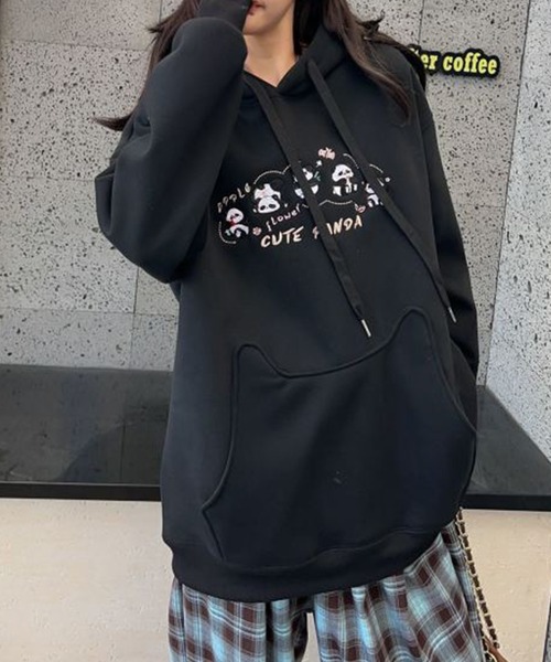 aimoha（アイモハ）の「裏起毛刺繍プルオーバーパーカー（パーカー・レディース・ワインレッド/ベージュ/ブラック/杢グレー・FREE）」の8枚目の写真