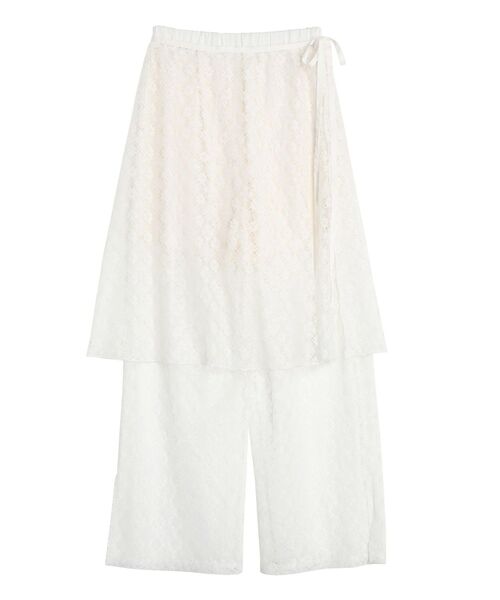 CALNAMUR（カルナムール）の「LACE LAYERED SKPT/レースレイヤードスカートパンツ（その他パンツ・レディース・ホワイト/ピンク/ブラック・FREE）」の2枚目の写真