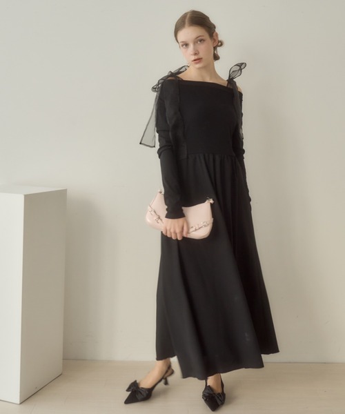 Birthday room（バースデイルーム）の「〈オケージョン対応〉〈リボン着脱可能〉マルチwayオフショルダーワンピース / multi way off shoulder one-piece（ワンピース・レディース・ブラック/アイボリー・FREE）」の20枚目の写真