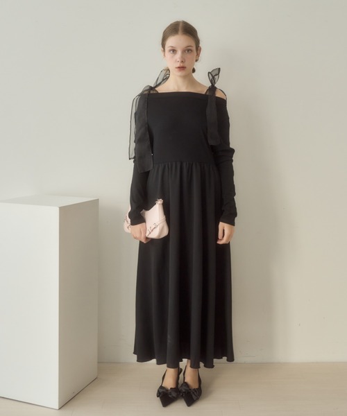 Birthday room（バースデイルーム）の「〈オケージョン対応〉〈リボン着脱可能〉マルチwayオフショルダーワンピース / multi way off shoulder one-piece（ワンピース・レディース・ブラック/アイボリー・FREE）」の21枚目の写真