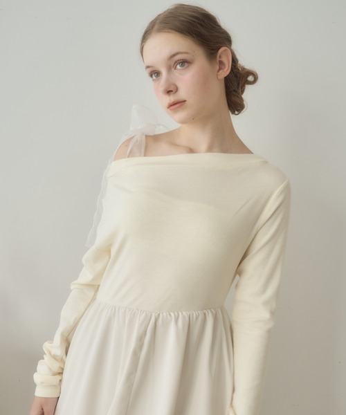 Birthday room（バースデイルーム）の「〈オケージョン対応〉〈リボン着脱可能〉マルチwayオフショルダーワンピース / multi way off shoulder one-piece（ワンピース・レディース・ブラック/アイボリー・FREE）」の9枚目の写真