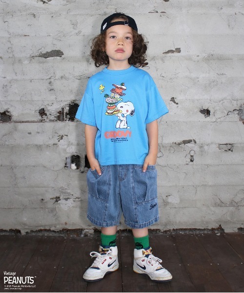 GROOVY COLORS（グルービーカラーズ）の「SNOOPY SANDWICH Tee（Tシャツ/カットソー・キッズ・ライトブルー・130）」の3枚目の写真