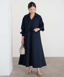 ＆NAVY スキッパーフレアワンピース