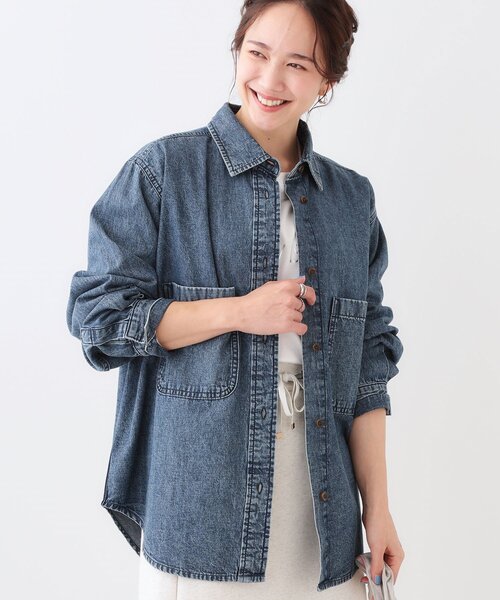 Cutie Blonde（キューティーブロンド）の「【洗える/S-LL】BIGポケット オーバーサイズデニムシャツ（シャツ/ブラウス・レディース・ライトブルー/ネイビー/ブルー・03/02/01/04）」の3枚目の写真