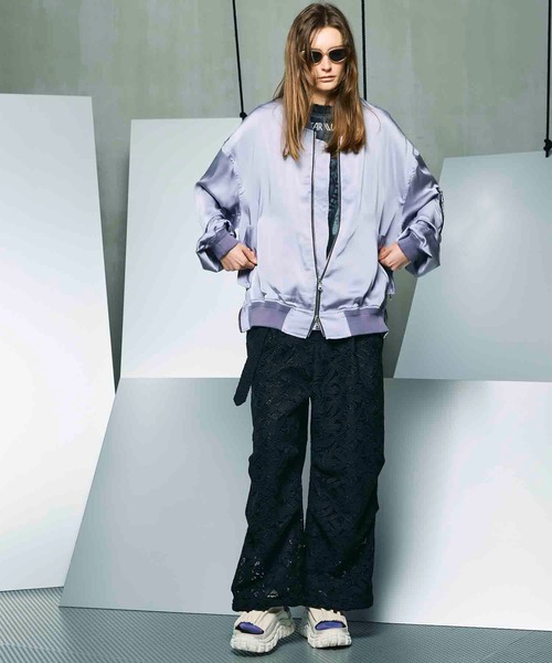 正月特別セールmaison special MA-1 Bomber Jacket SALE】Stretch Satin Prime-Over MA-1 Bomber Jacket