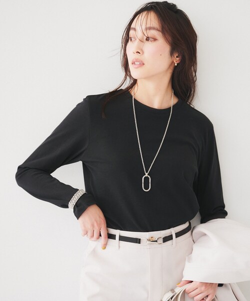 UNTITLED(アンタイトル)の「ドライタッチ ロングスリーブTシャツ(Tシャツ/カットソー・レディース・オフホワイト/チャコールグレー・44/48/00/01/02/03/04)」の4枚目の写真