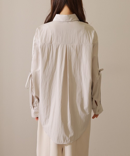 Lace Ladies(レースレディース)の「ソリッドカラー ドロスト付き オーバーサイジング 長袖 ブラウス(シャツ/ブラウス・レディース・ライトグレー/ベージュ/ブラック/チャコールグレー・FREE/S)」の16枚目の写真