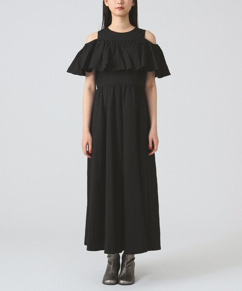 Ray BEAMS(レイビームス)の「フリル オフショルダー ワンピース(ワンピース・レディース・モカ/ブラック・0/1)」の17枚目の写真