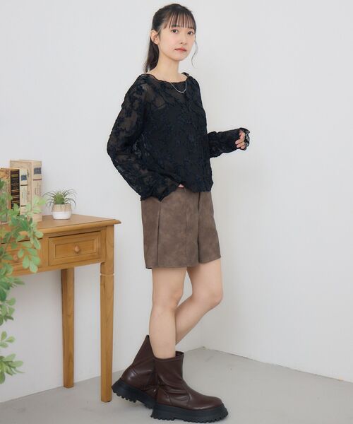 RETRO GIRL(レトロガール)の「総レースインナー(Tシャツ/カットソー・レディース・ナチュラル/ブラック・FREE)」の4枚目の写真