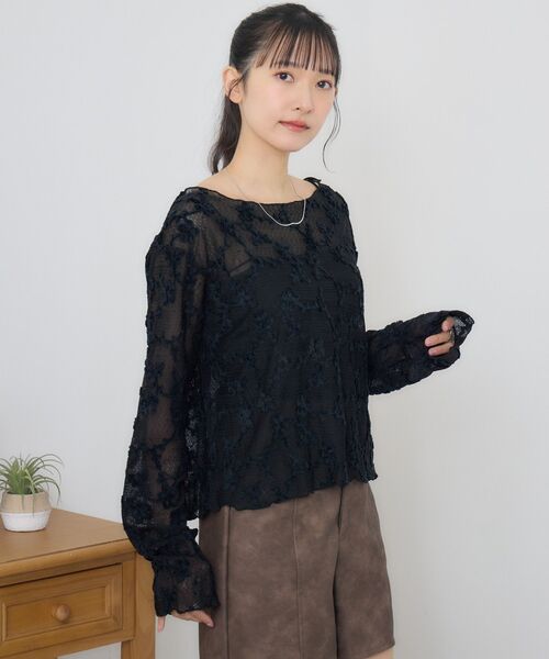 RETRO GIRL(レトロガール)の「総レースインナー(Tシャツ/カットソー・レディース・ナチュラル/ブラック・FREE)」の8枚目の写真