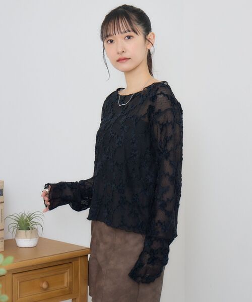 RETRO GIRL(レトロガール)の「総レースインナー(Tシャツ/カットソー・レディース・ナチュラル/ブラック・FREE)」の9枚目の写真