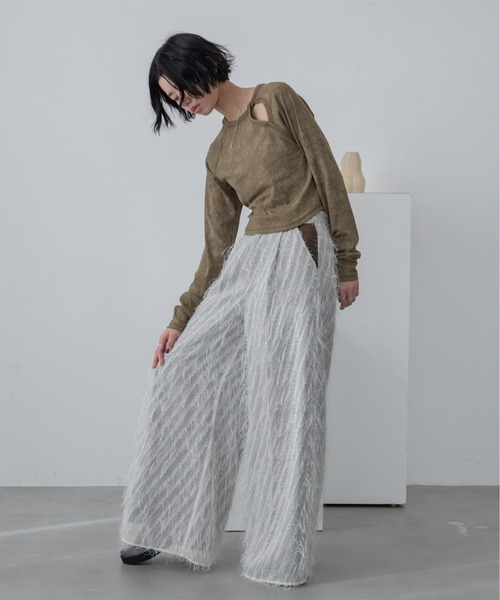 VACANCY(ヴァカンシー)の「ケミカル加工リブトップス(Tシャツ/カットソー・レディース・ブラック/カーキ・FREE)」の5枚目の写真