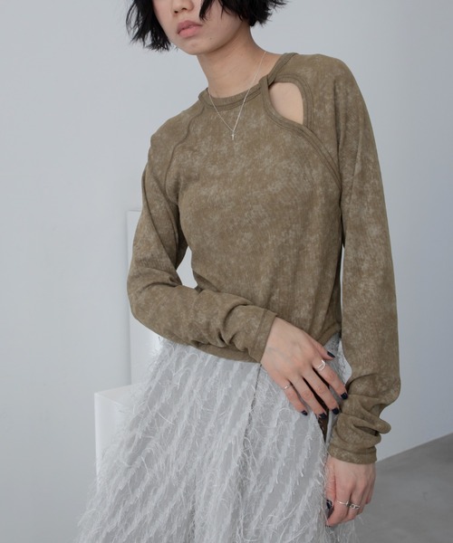 VACANCY(ヴァカンシー)の「ケミカル加工リブトップス(Tシャツ/カットソー・レディース・ブラック/カーキ・FREE)」の12枚目の写真