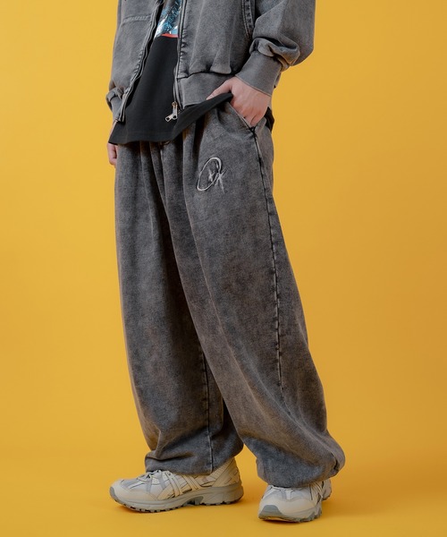 セール】グランジ加工 裏毛スウェット タックパンツ（スウェットパンツ