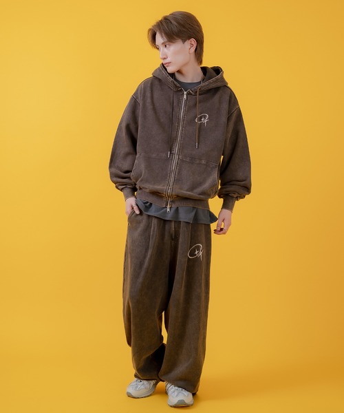 セール】グランジ加工 裏毛スウェット タックパンツ（スウェット