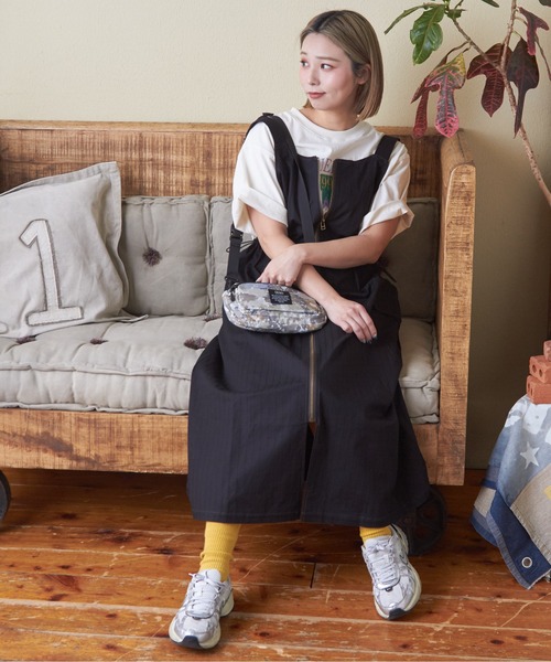 CUBE SUGAR（キューブシュガー）の「ドビーストライプ3wayジャンパースカート（ジャンパースカート・レディース・ベージュ/ブラック/カーキ・M）」の5枚目の写真