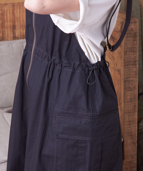 CUBE SUGAR（キューブシュガー）の「ドビーストライプ3wayジャンパースカート（ジャンパースカート・レディース・ベージュ/ブラック/カーキ・M）」の14枚目の写真