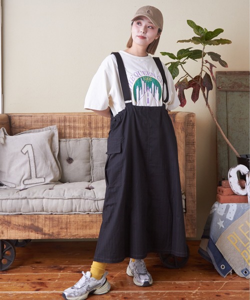 CUBE SUGAR（キューブシュガー）の「ドビーストライプ3wayジャンパースカート（ジャンパースカート・レディース・ベージュ/ブラック/カーキ・M）」の18枚目の写真