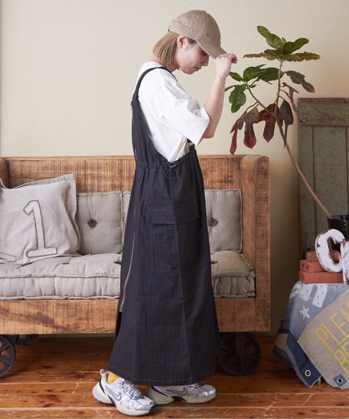 CUBE SUGAR（キューブシュガー）の「ドビーストライプ3wayジャンパースカート（ジャンパースカート・レディース・ベージュ/ブラック/カーキ・M）」の20枚目の写真