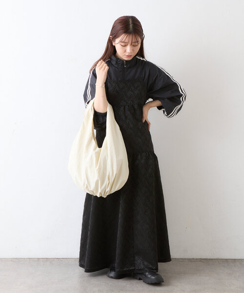 Actually（アクチュアリー）の「ナイロンギャザーマルシェバッグ（トートバッグ・レディース・アイボリー/ブラック/グリーン・0）」の10枚目の写真