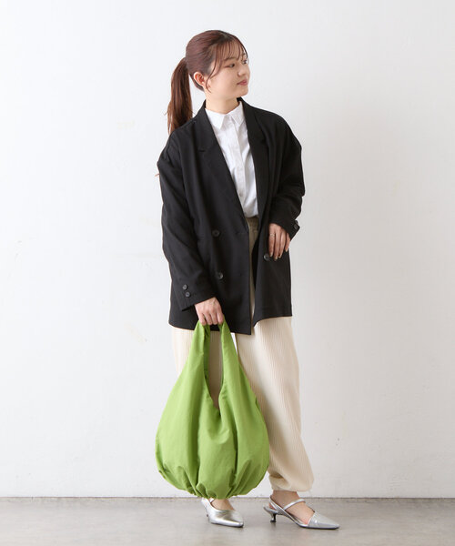 Actually（アクチュアリー）の「ナイロンギャザーマルシェバッグ（トートバッグ・レディース・アイボリー/ブラック/グリーン・0）」の14枚目の写真