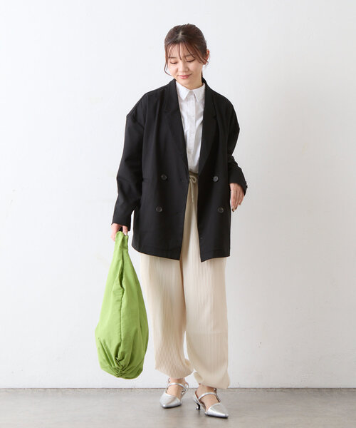 Actually（アクチュアリー）の「ナイロンギャザーマルシェバッグ（トートバッグ・レディース・アイボリー/ブラック/グリーン・0）」の13枚目の写真