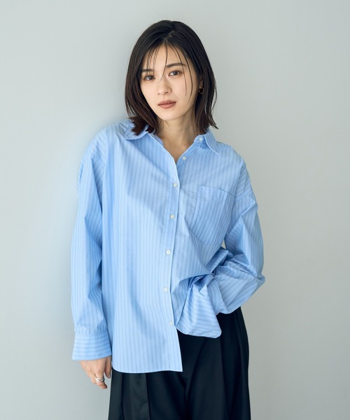 YECCA VECCA（イェッカヴェッカ）の「イージーケアオーバーシャツ（シャツ/ブラウス・レディース・ブルー系その他4/ブルー系その他6/オフホワイト/ピンク・FREE）」の5枚目の写真