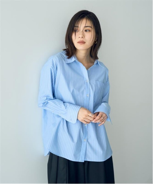 YECCA VECCA（イェッカヴェッカ）の「イージーケアオーバーシャツ（シャツ/ブラウス・レディース・ブルー系その他4/ブルー系その他6/オフホワイト/ピンク・FREE）」の6枚目の写真