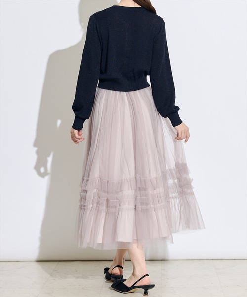 SWINGLE（スウィングル）の「フリル切替チュールエアリースカート（スカート・レディース・ピンク/ブラック/アイボリー・FREE）」の10枚目の写真
