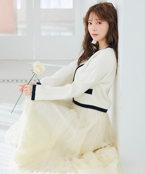 SWINGLE（スウィングル）の「フリル切替チュールエアリースカート（スカート・レディース・ピンク/ブラック/アイボリー・FREE）」の16枚目の写真