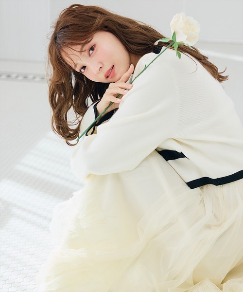 SWINGLE（スウィングル）の「フリル切替チュールエアリースカート（スカート・レディース・ピンク/ブラック/アイボリー・FREE）」の17枚目の写真