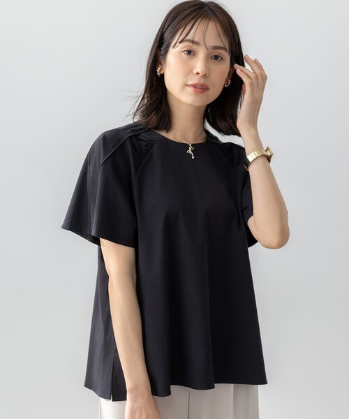 組曲(クミキョク)の「スムースシルケット カットソー(Tシャツ/カットソー・レディース・アイボリー系/ブラック系・5/6)」の2枚目の写真