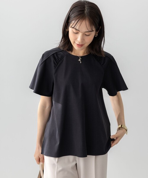 組曲(クミキョク)の「スムースシルケット カットソー(Tシャツ/カットソー・レディース・アイボリー系/ブラック系・5/6)」の3枚目の写真