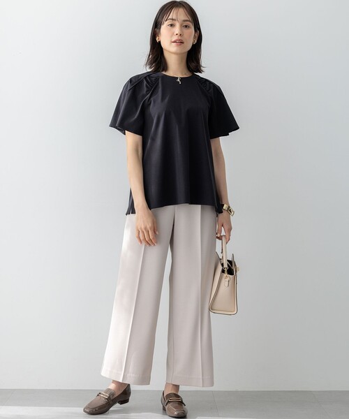 組曲(クミキョク)の「スムースシルケット カットソー(Tシャツ/カットソー・レディース・アイボリー系/ブラック系・5/6)」の4枚目の写真
