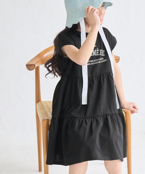 ROPE' PICNIC(ロペピクニック)の「【KIDS/キッズ】ロゴティアードカットソーワンピース(ワンピース・キッズ・ピンク/ブラック・L/M/S)」の4枚目の写真