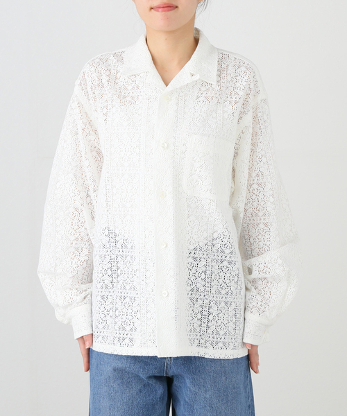 JANE SMITH / JOHN SMITH(ジェーンスミスジョンスミス)の「【JANE SMITH/ジェーンスミス】COTTON POLYESTER BLOCK LACE O:シャツ(シャツ/ブラウス・レディース・アイボリー・MEDIUM)」の6枚目の写真