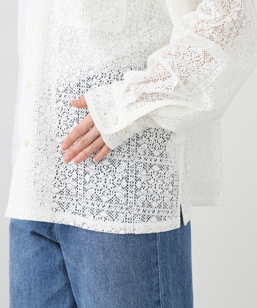 JANE SMITH / JOHN SMITH(ジェーンスミスジョンスミス)の「【JANE SMITH/ジェーンスミス】COTTON POLYESTER BLOCK LACE O:シャツ(シャツ/ブラウス・レディース・アイボリー・MEDIUM)」の11枚目の写真