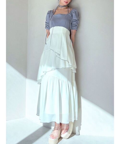 RESEXXY(リゼクシー)の「バイカラーメローフレアワンピース(ワンピース・レディース・ブルー/ブラック/レッド・FREE)」の1枚目の写真