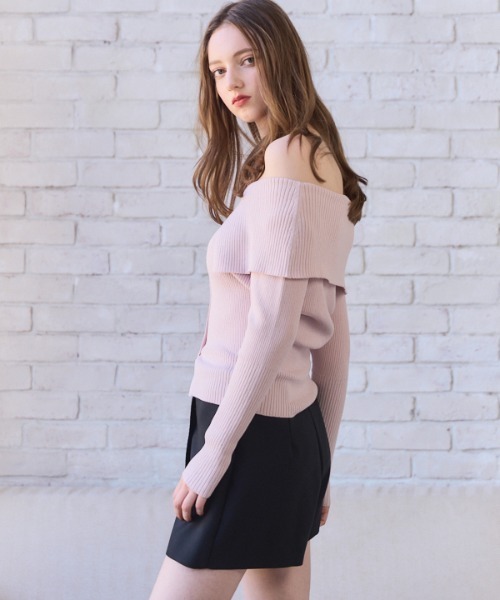 Meline M(メリンエム)の「Soft Knit Shoulder Top ソフトニットショルダートップ(ニット/セーター・レディース・ライトグレー/ピンク系・FREE)」の11枚目の写真