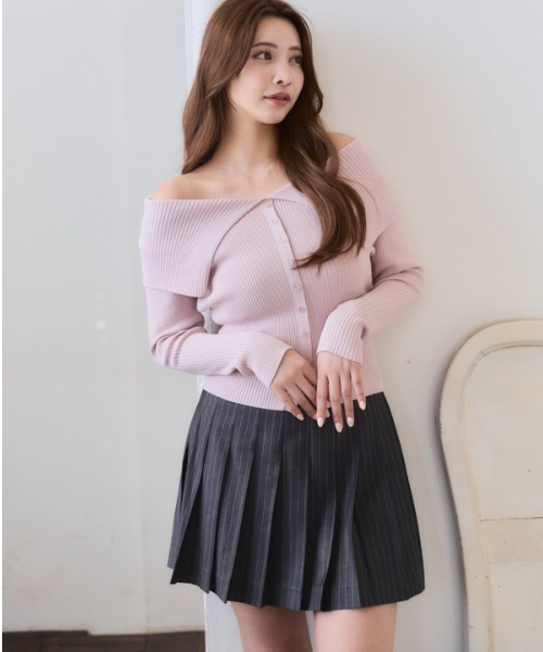 Meline M(メリンエム)の「Soft Knit Shoulder Top ソフトニットショルダートップ(ニット/セーター・レディース・ライトグレー/ピンク系・FREE)」の18枚目の写真