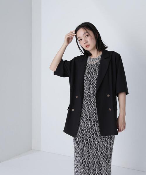 NATURAL BEAUTY BASIC(ナチュラルビューティーベーシック)の「◇【THINK NATURAL】ハーフスリーブダブルジャケット(テーラードジャケット・レディース・ベージュ/ブラック・FREE)」の15枚目の写真