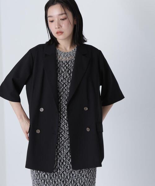 NATURAL BEAUTY BASIC(ナチュラルビューティーベーシック)の「◇【THINK NATURAL】ハーフスリーブダブルジャケット(テーラードジャケット・レディース・ベージュ/ブラック・FREE)」の17枚目の写真