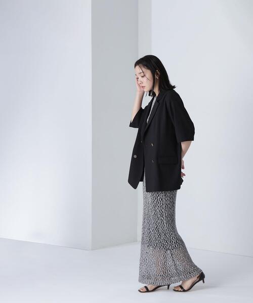 NATURAL BEAUTY BASIC(ナチュラルビューティーベーシック)の「◇【THINK NATURAL】ハーフスリーブダブルジャケット(テーラードジャケット・レディース・ベージュ/ブラック・FREE)」の18枚目の写真