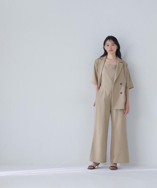NATURAL BEAUTY BASIC(ナチュラルビューティーベーシック)の「◇【THINK NATURAL】ハーフスリーブダブルジャケット(テーラードジャケット・レディース・ベージュ/ブラック・FREE)」の5枚目の写真