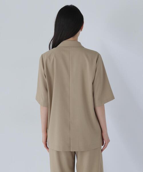 NATURAL BEAUTY BASIC(ナチュラルビューティーベーシック)の「◇【THINK NATURAL】ハーフスリーブダブルジャケット(テーラードジャケット・レディース・ベージュ/ブラック・FREE)」の7枚目の写真