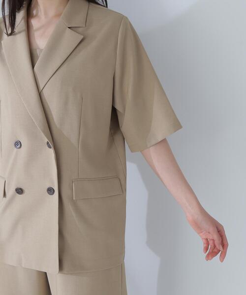 NATURAL BEAUTY BASIC(ナチュラルビューティーベーシック)の「◇【THINK NATURAL】ハーフスリーブダブルジャケット(テーラードジャケット・レディース・ベージュ/ブラック・FREE)」の9枚目の写真