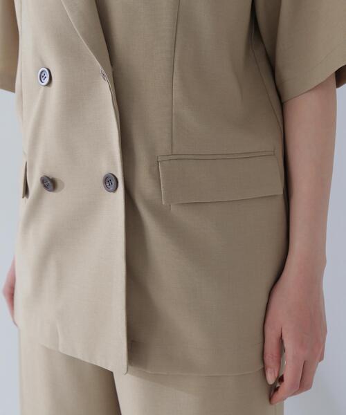 NATURAL BEAUTY BASIC(ナチュラルビューティーベーシック)の「◇【THINK NATURAL】ハーフスリーブダブルジャケット(テーラードジャケット・レディース・ベージュ/ブラック・FREE)」の10枚目の写真