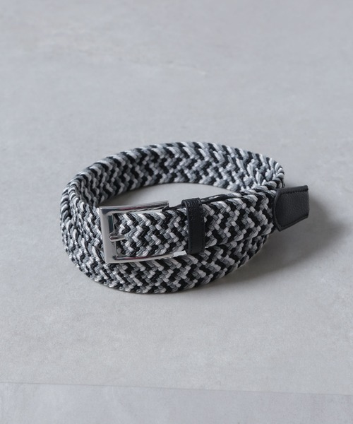 NANO universe（ナノユニバース）の「ゴムメッシュベルト（ベルト・メンズ・ブラック/レッド/ネイビー・FREE）」の2枚目の写真