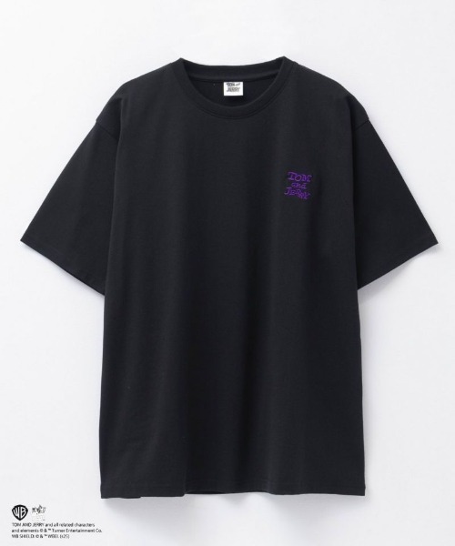 トム＆ジェリーTシャツ　ブラック トムとジェリー Tシャツ おいかけっこ（Tシャツ/カットソー